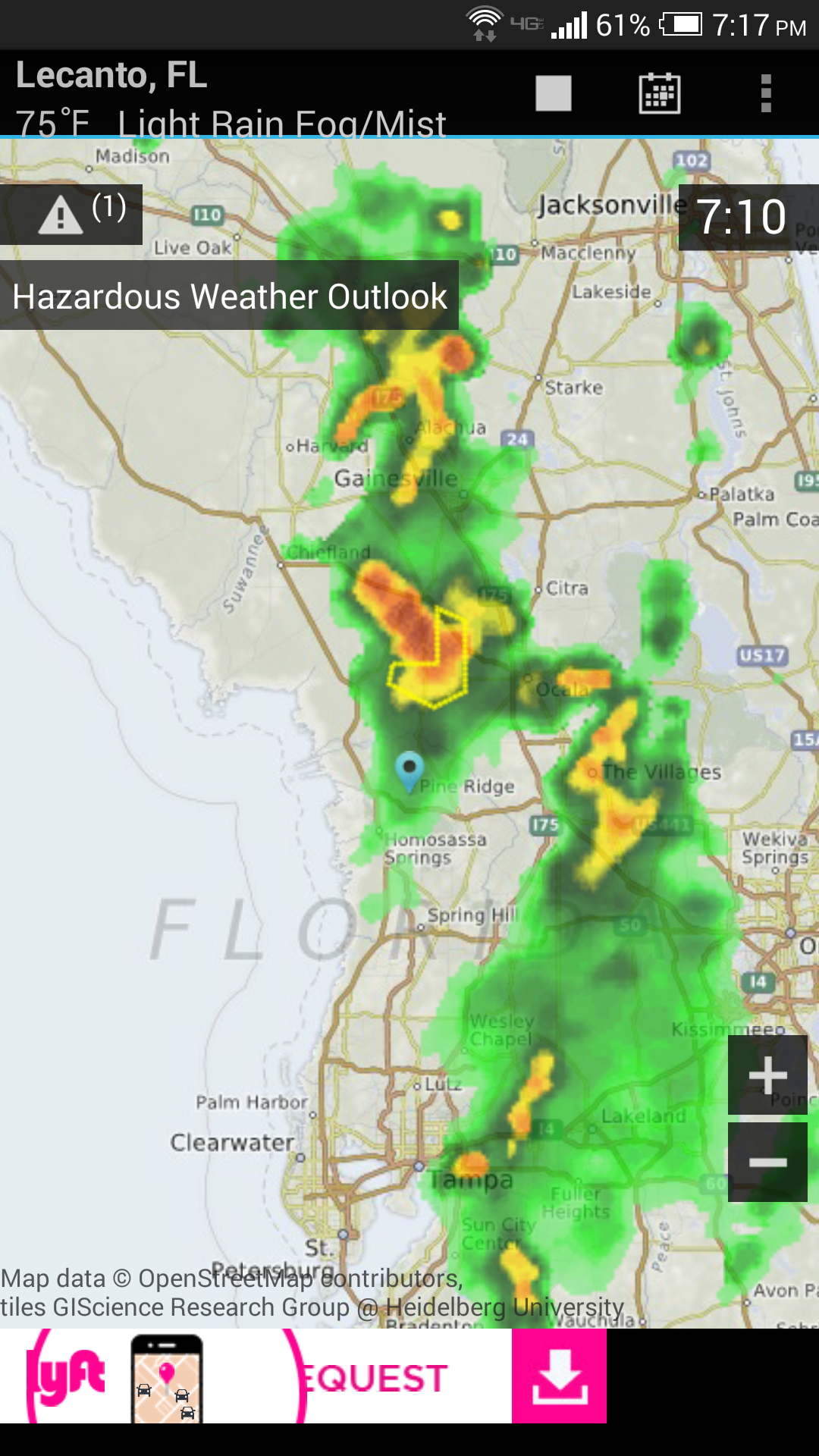 It always rains in Florida.